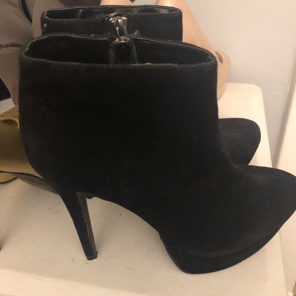 Black suede like ankle booties